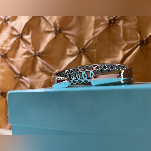 Affinity Diamond Solid Sterling Silver Hinged Curb Link Diamond Cuff Bangle 💎 - Picture 5 of 10